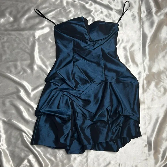 blondie nites navy blue dress Fine Form Midi Dress in Mid Blue Denim – St Frock